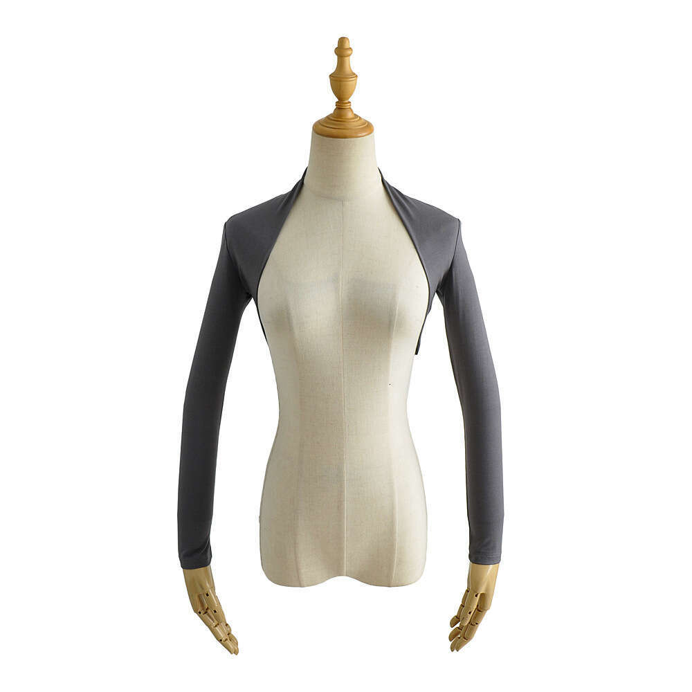 European and American INS Kendou Street Auction Outer Sunscreen Long Sleeve Shawl Women's Spring Solid Color Ultra Short T-shirt Open Top Trendy 