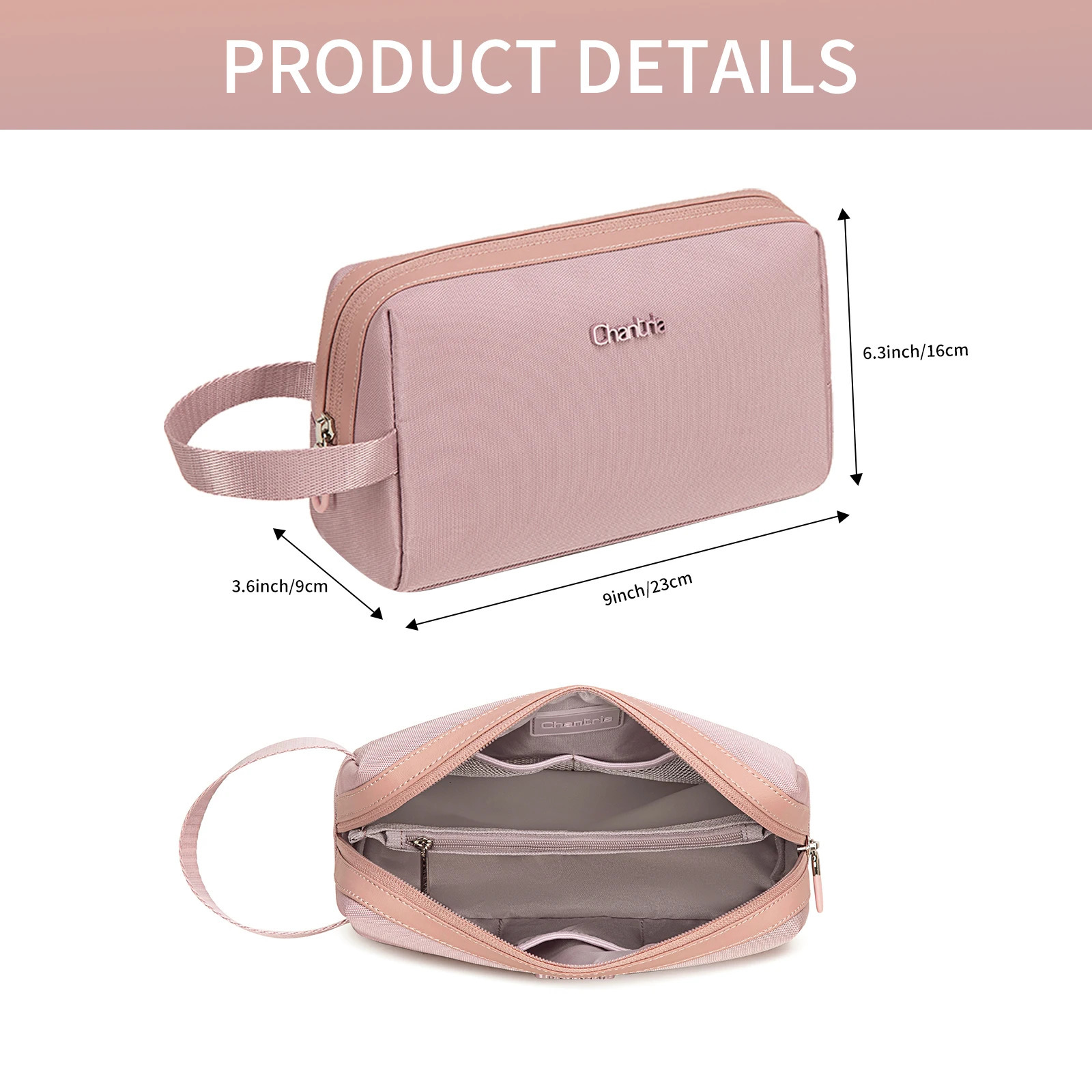 Chantria Travel Makeup bag Cosmetic Pouch Water-Resistant organizer Toiletry Bag with Ample Space Small and Durable for Women 241212