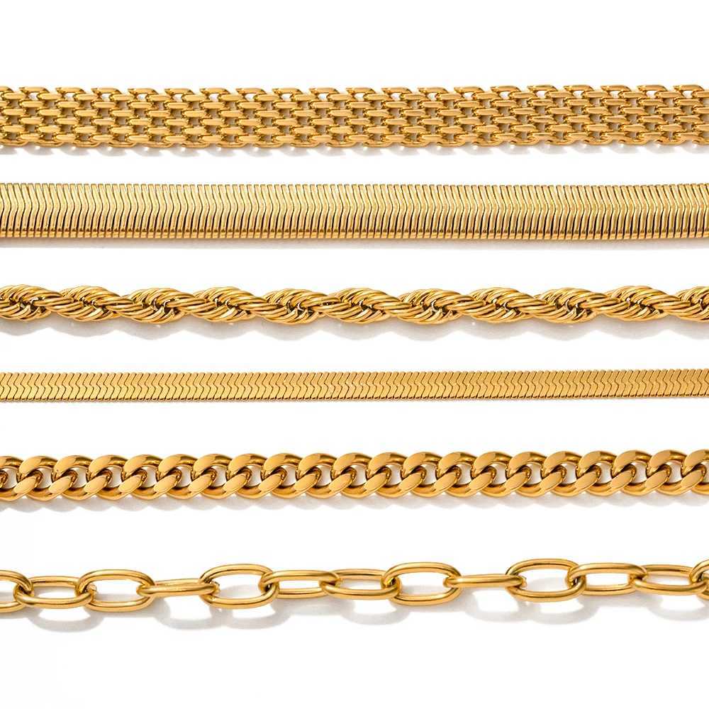 Uworld Fashion Link Chain Stainl Steel Bangle Bracelet for Women Exquisite Golden Metal Texture Jewelry Girl Beach Gift ManXJ241214