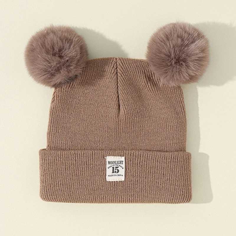 Autumn Winter Baby Warm Knitted Hats With Pom Kids Knit Beanie Hat Solid Color Children Hat For Boys Girls Accessories W241213