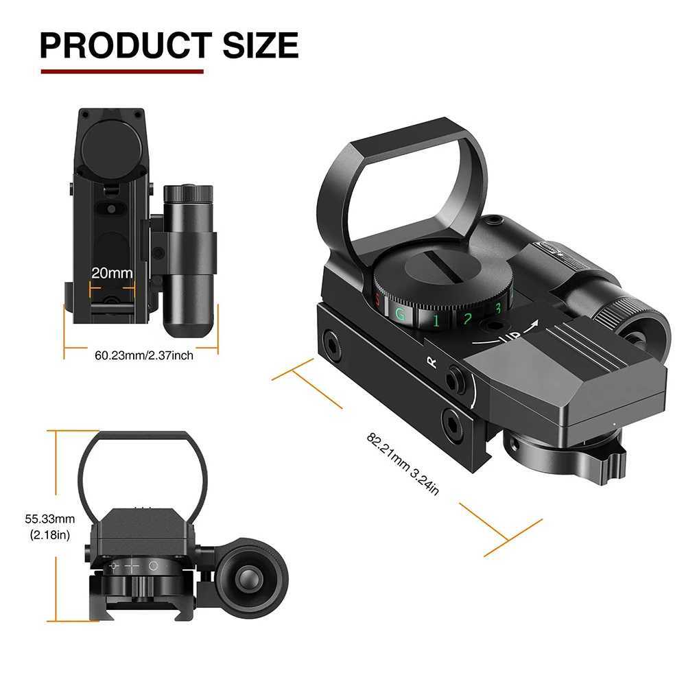 Red Green Dot Sight Laser Scope Tactical Rifscope Hunting Optics Red Dot Sight 4 Retic Scope Collimator Sight for 11mm/20mmXJ241214