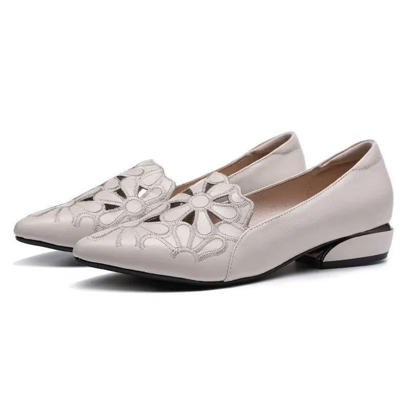 Mid Casual For Women Heels Wedding Hollow Out Black Square Heel Formal Shoes Work Lady Fall Atilla Mujer