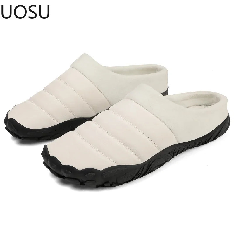 Man Cotton Slippers Trendy Allmatch Mens Slipper Comfortable Home Shoes Warm Plush Personality UOSU Style 241214