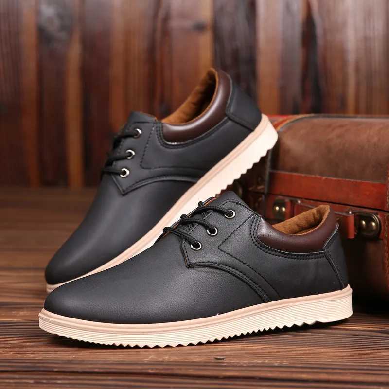Men Leather Casual Shoes Platform Comfortable Flat Shoes for Men Trendy Men Sneaker 2023 Oxfords Shoes Zapatos De Hombre Z250403