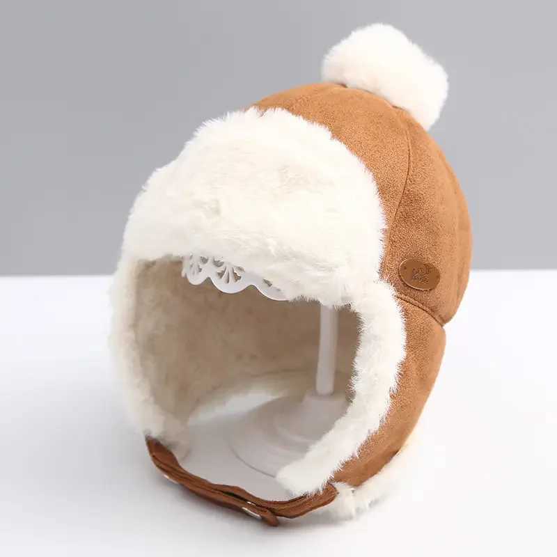 Artificial fur baby winter hat suitable for girls boys skiing baby hats baby hats with earmuffs fluffy lining childrens Beanie 1-3Y W241213