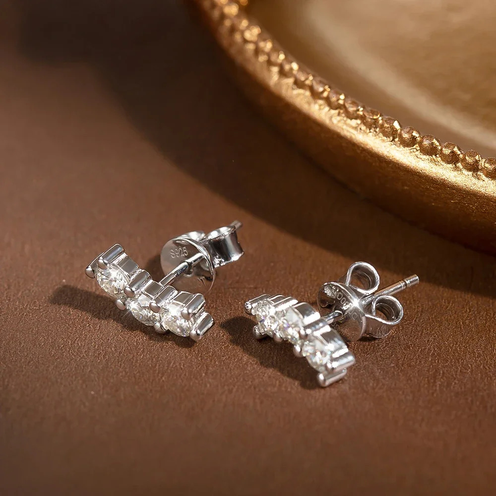 Halaile D Color 3MM Full S925 Sterling Silver Stud Earrings with GRA Classic Fine Jewelry Womens Dainty Trendy Gift 241214