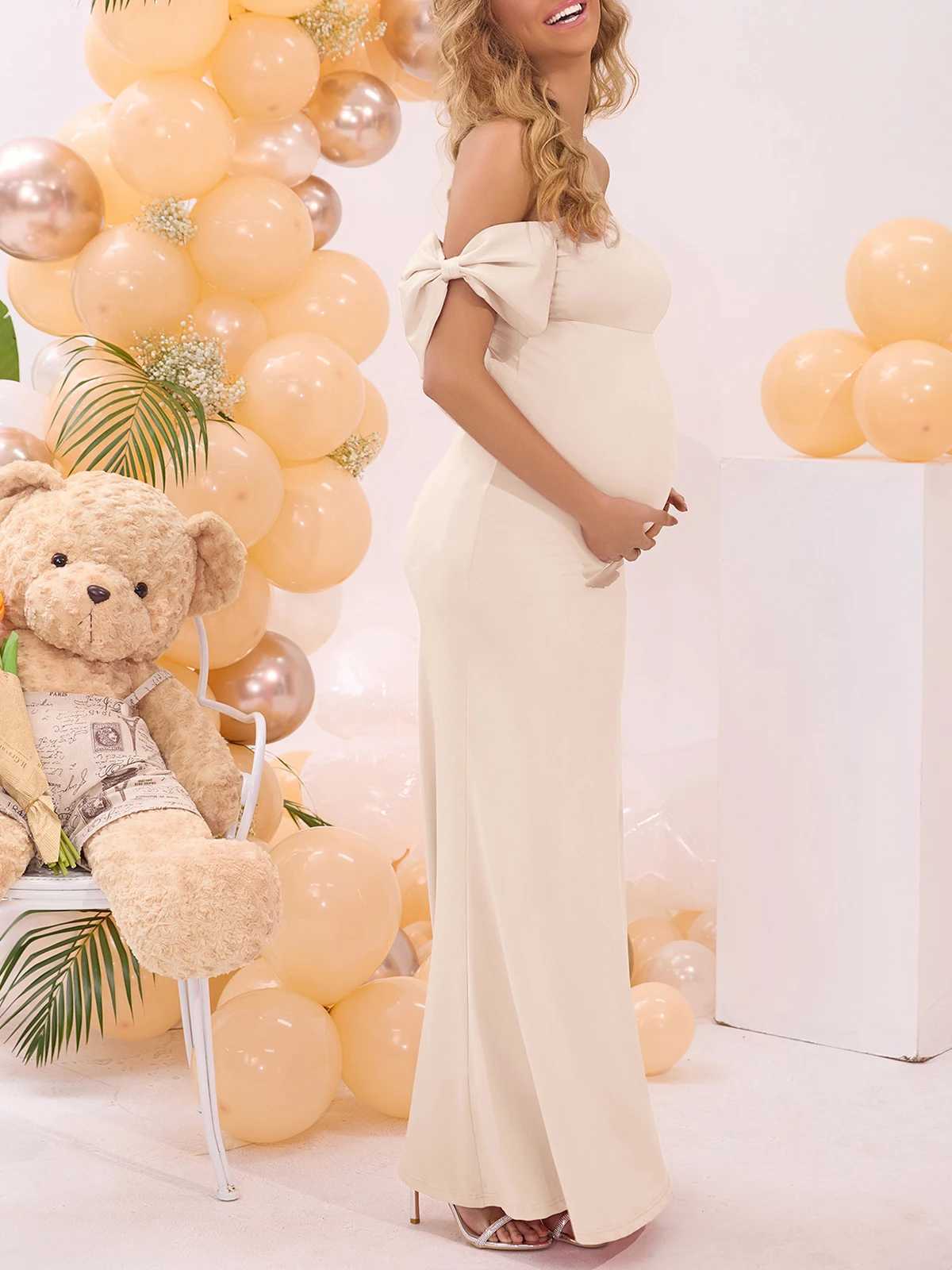 ItsRoya Bow Off Shoulder Materni Dresses Photoshoot Backless Elegant Par Evening Mermaid Gowns Slim Solid Pregnant ClothesXJ241213