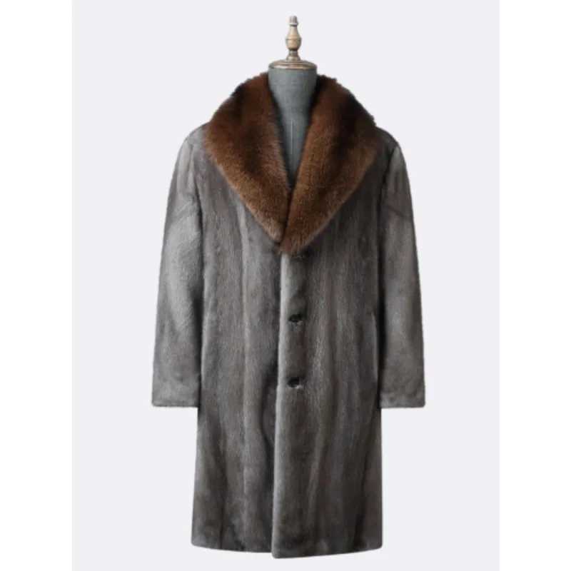 Autumn winter jacket mens long haired coat high-quality brand long sleeved faux fur coat thick windproof snow clothing luxury W241213