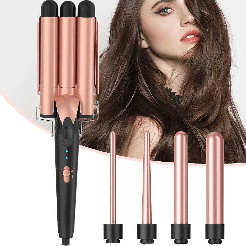5 in 1 Hair Curling Wand Set Curling Iron with Interchangeable Barrels and Wave Curling Iron Fast Heating Wand Curler W241214