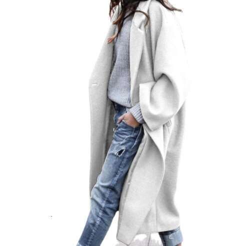European And American Casual Solid Color Plus Size Woolen Coat Women's Fashion Quality Classic