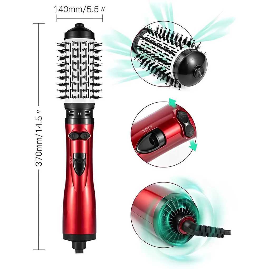 Rotating hair dryer with adjustable curling tool lightweight professional comb styling tool 3-speed settings W241214