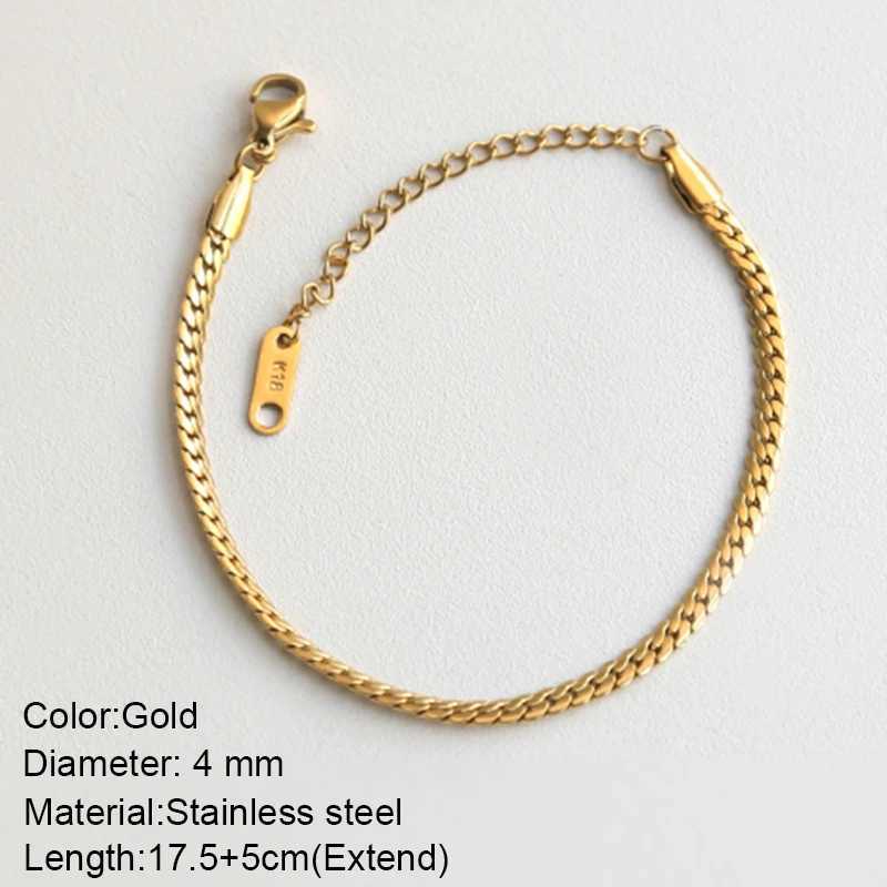 Gold Color Bracelet Stainl Steel Twist Cuban Chain Bracelet for Women Chain Bracelet Jewelry Gifts Wholesale DropshippingXJ241214