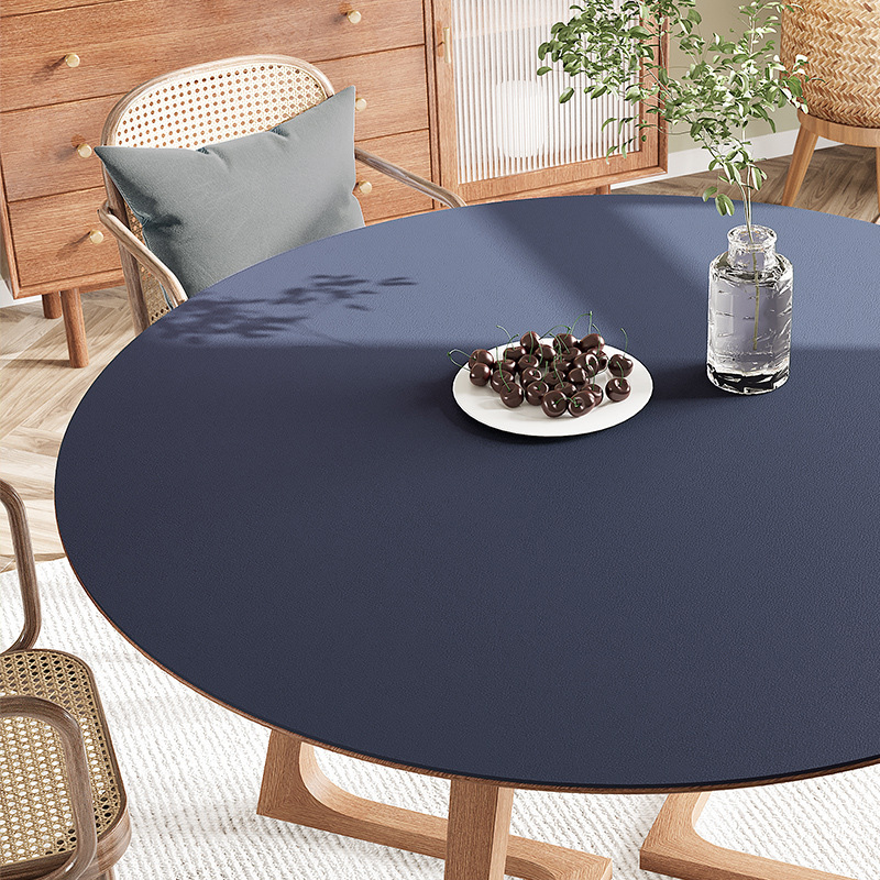 Solid Color Round Table Tablecloth, Waterproof And Oil Resistant Leather Table Cushion LN1242