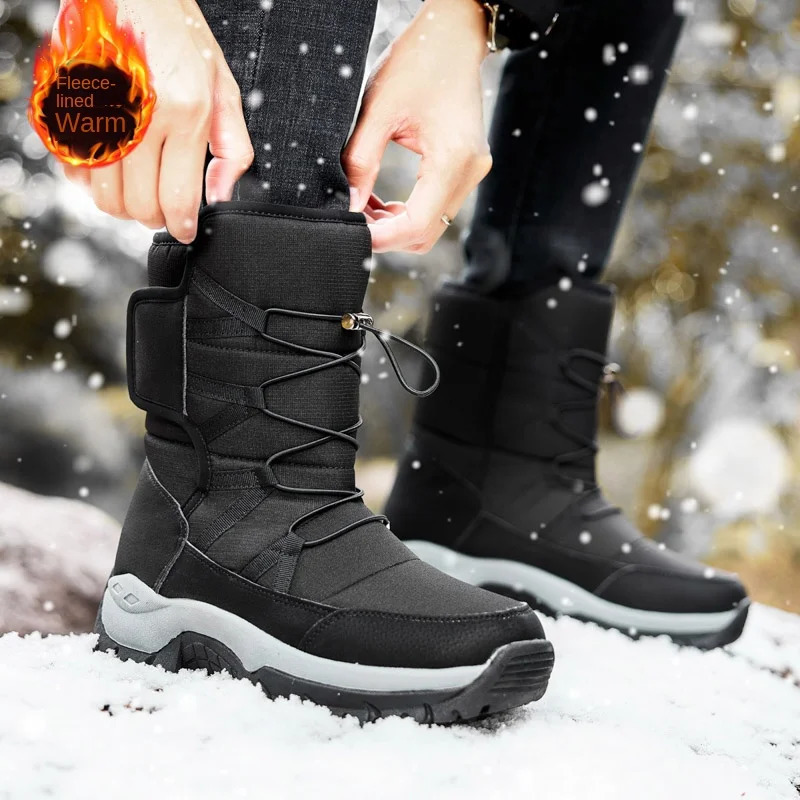 Winter Mens Shoes Warm Plush Mens Boots High Top Couple Snow Boots Winter Outdoor Anti-Slip Ankle Boots Work Casual Boots 241213