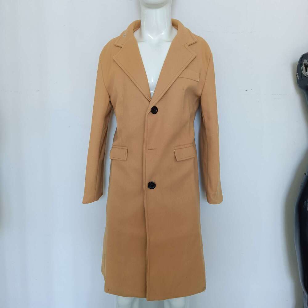 Men's British Men's Long Sleeved Woolen Coat For Autumn Winter, Trendy And Fashionable, With Classic Quality