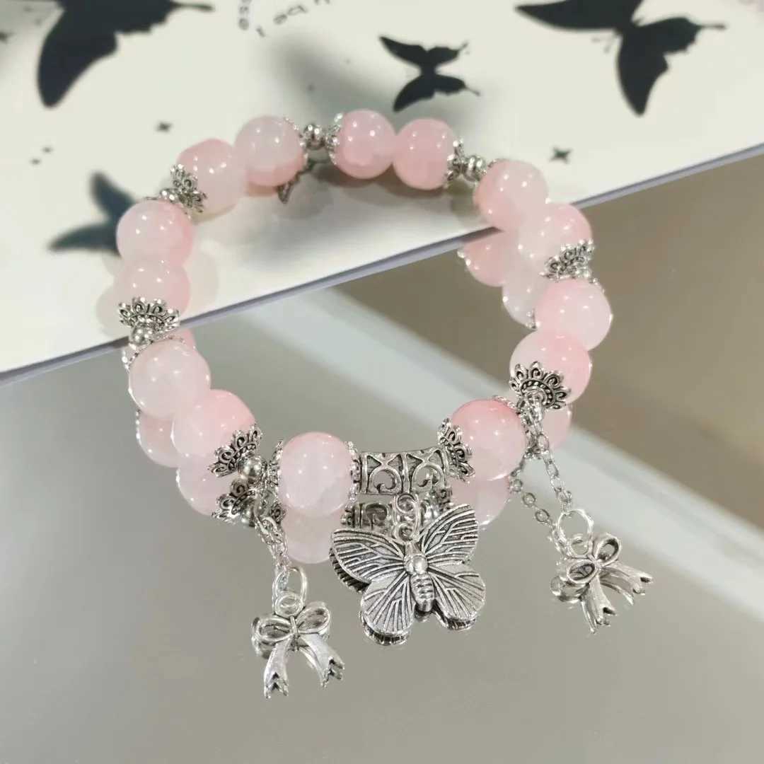 New Fashion Y2K Sweet Cherry Blossom Bracelet For Women Exquisite Elegant Flower Crystal Beaded Bracelet Girl Party Jewelry GiftXJ241214