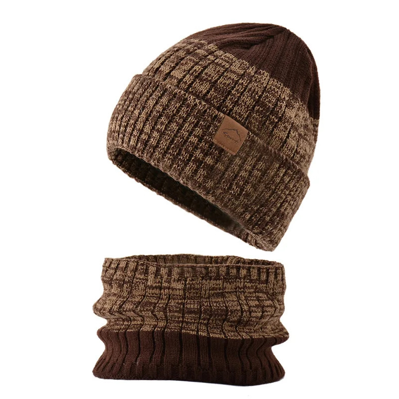 Mens winter hat zipper hat scarf set plush velvet lining womens thick hat warm Beanie hat Balaclav knitted hat 241205