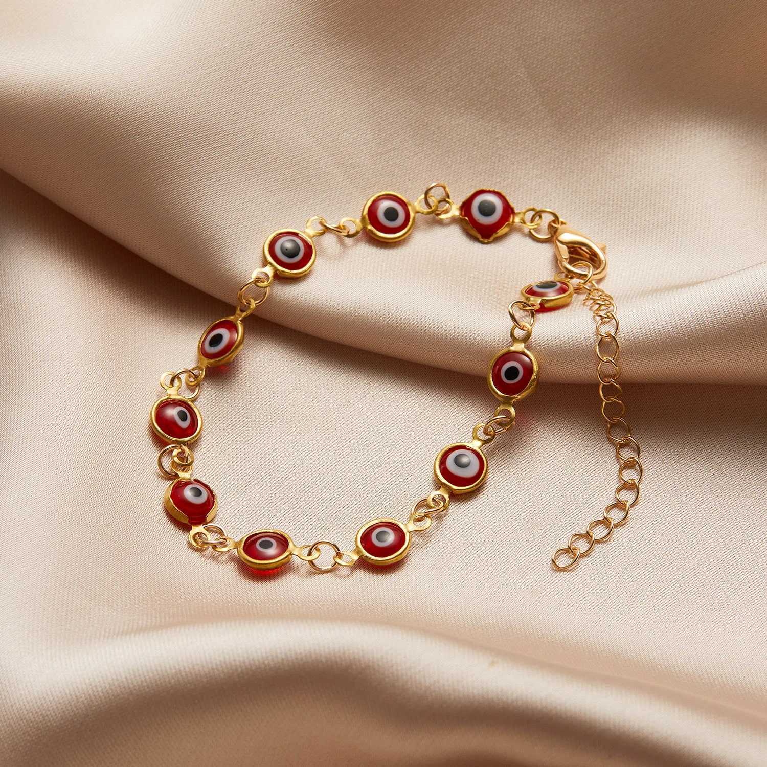 Lucky Turkey Evil Eye Bracelet For Women Men Colorful Red Blue Eye Adjustable Metal Chain Bangles Good Luck Wealth Jewelry GiftsXJ241214