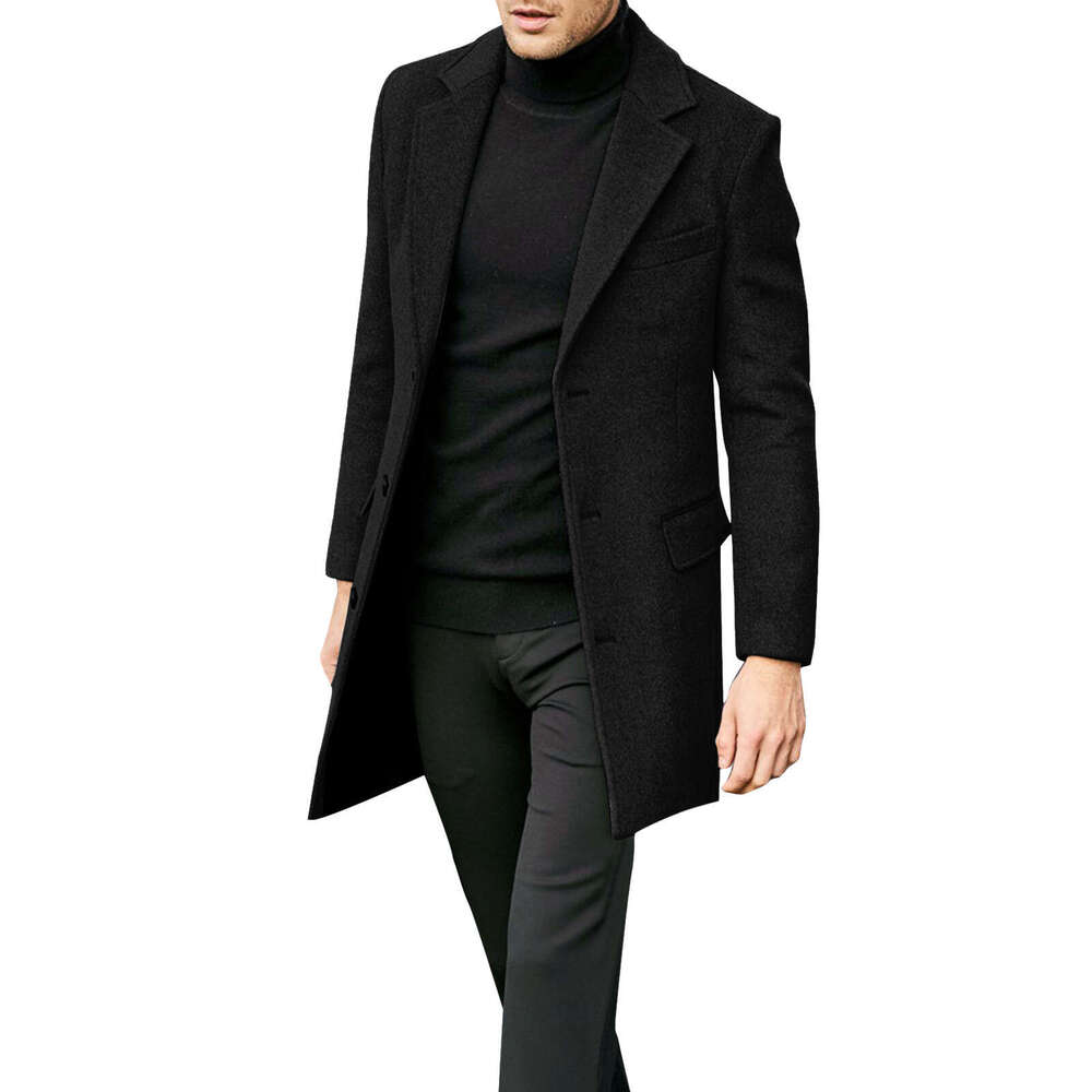 Men's British Men's Long Sleeved Autumn And Winter Woolen Coat, Trendy Suit, Fashionable Quality, Classic