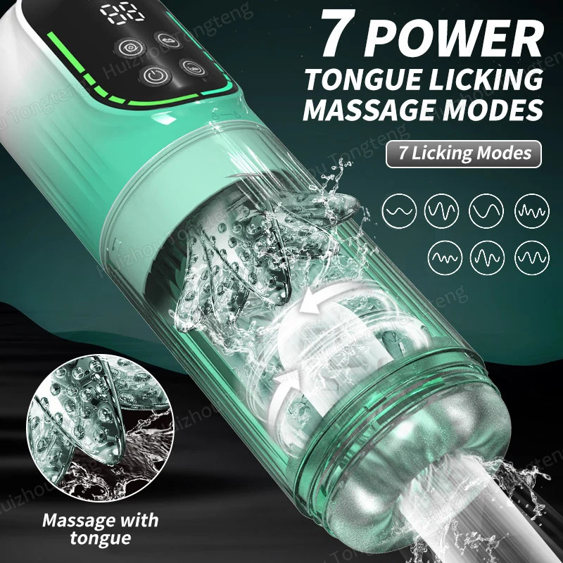 IPX7 LED Automatic Male Masturbator Cup 7 Sucking Rotating Licking Thusting Modes Stroker Blowjob Sex Toys For Men 241213
