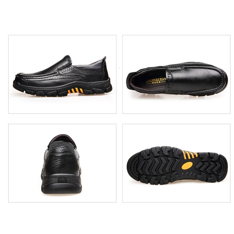 100% Genuine Leather Shoes Men Loafers Soft Cowhide Mens Casual Male Footwear Black Brown Slipon Thick Sole 241214