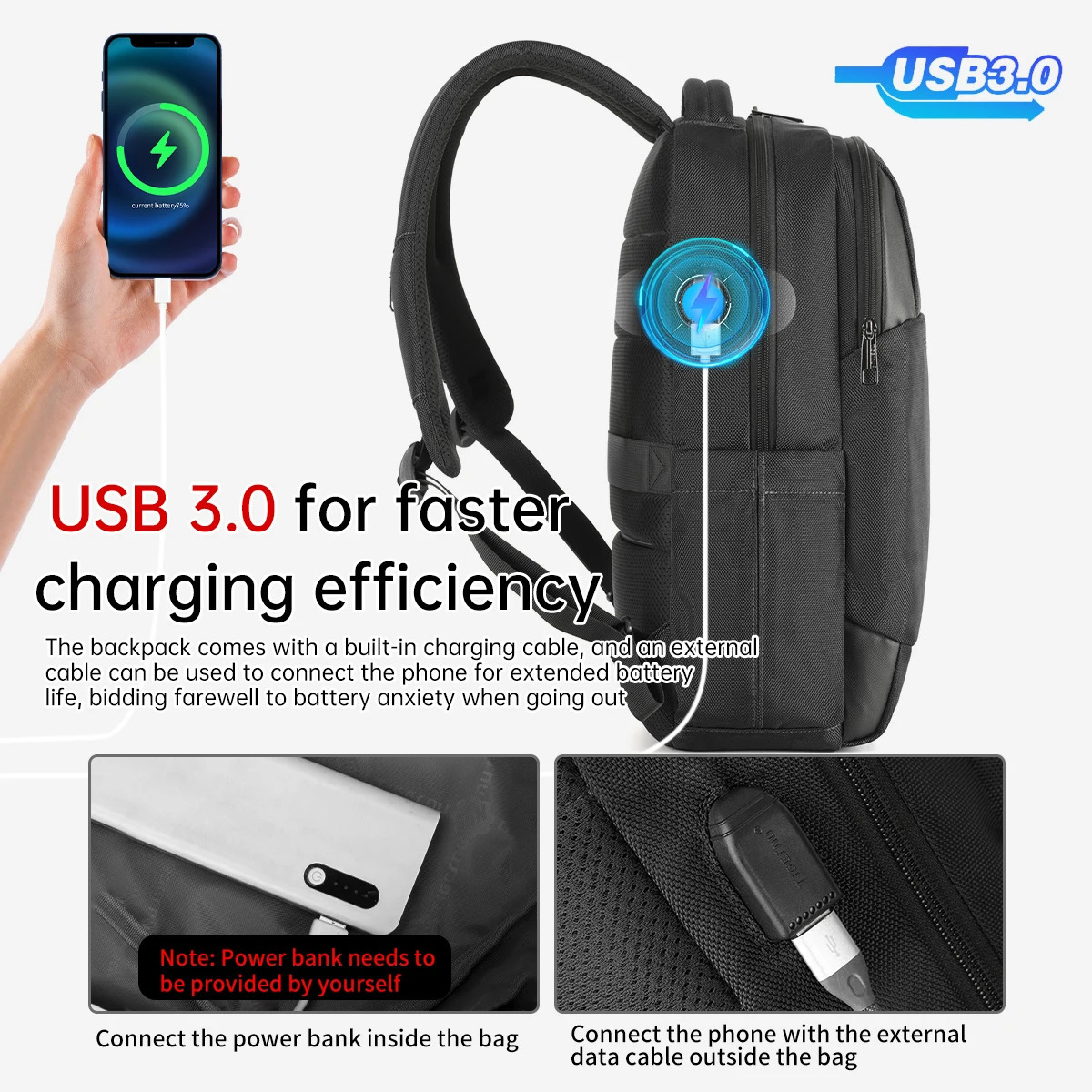 Warranty RFID Anti Theft Backpack Men 15.6 Laptop Backpack Bag USB Port Male Waterproof Schoolbag Travel Bags Mochila 241206