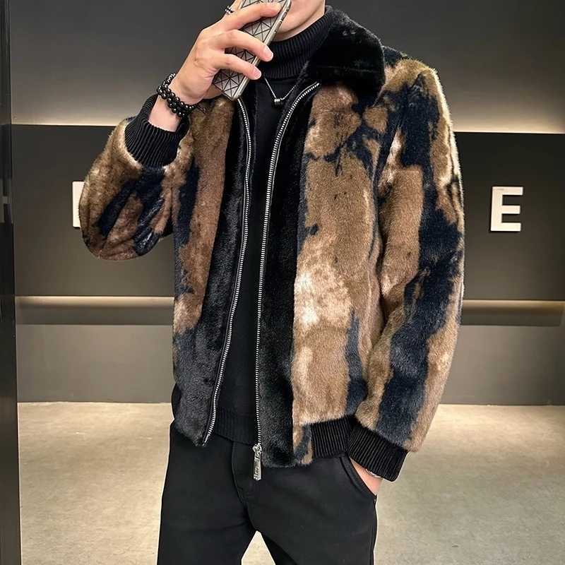 Winter clothing mens artificial leather jacket mens high-quality mink fur thick wool fur jacket Jaqueta De Couro Masculina W241213