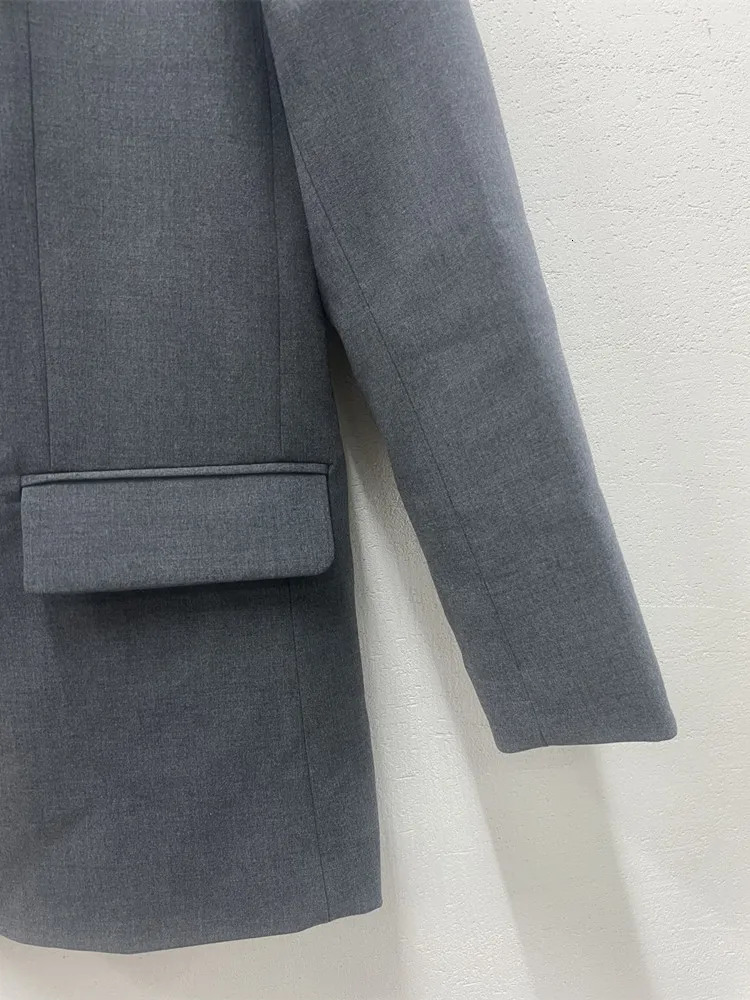 Womens Solid Color Blazer Back Letter Rhinestone n Shoulder Pad Single Breasted Autumn Female Fashion Suit Coat 241209