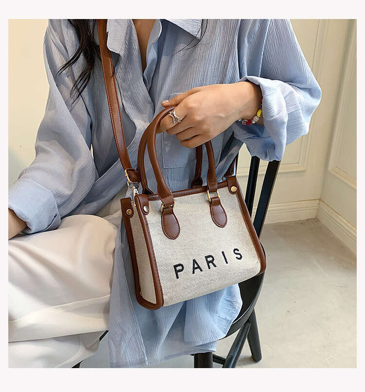 Large Capacity Handbag For Women's Cross-Border Foreign Trade, New Canvas Printed Letter Fashion Trend Single Shoulder Crossbody Bag