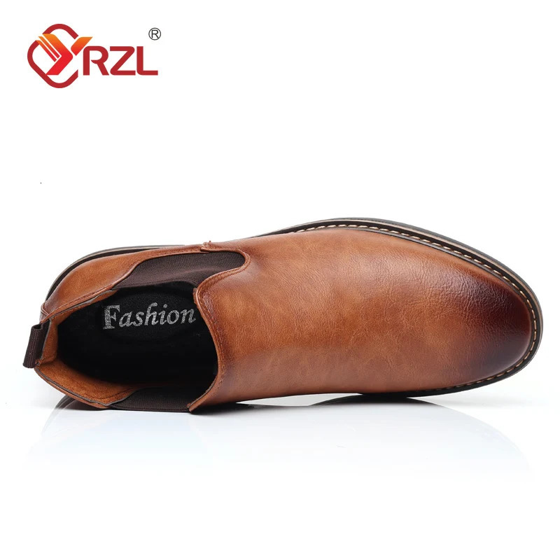 YRZL 39~47 Men Chelsea Boots Retro Comfortable PU Leather Ankle Boots Men 2024 Fashion Black Brown Mens Boots 241213