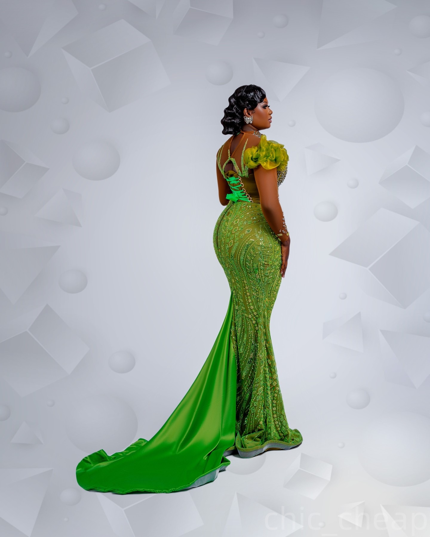 Green Illusion Mermaid Prom Dresses 2025 Lace Beaded Rhies Evening Formal Party Second Birthday Engagement Gowns Plus Size Dress For Special Ocns
