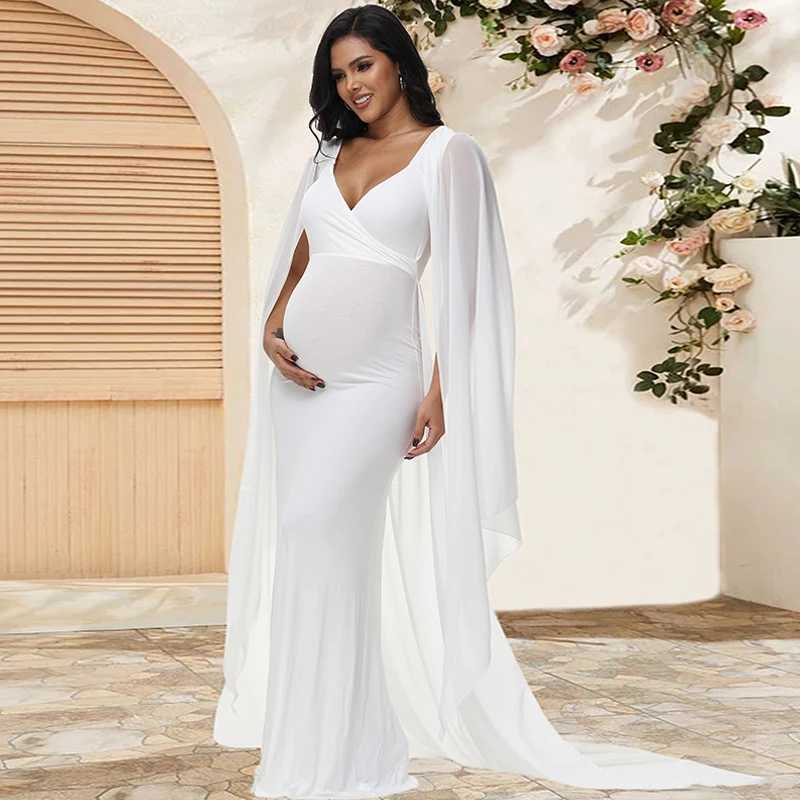 Materni Long Dress With Shl Trailing Womens Robe Floating Sleeves for Baby Shower Materni Photo ShootXJ241213