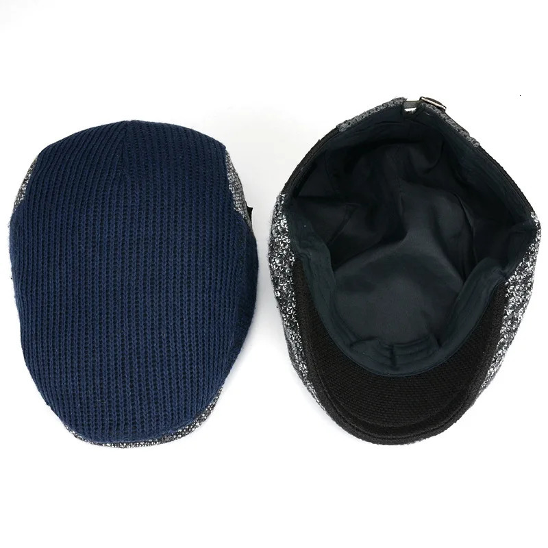 Men sboy Hats Thick Autumn Winter Vintage Herringbone Octagon Cap Casual knitted Berets Gatsby Flat Hat Color Matching Cap 241214