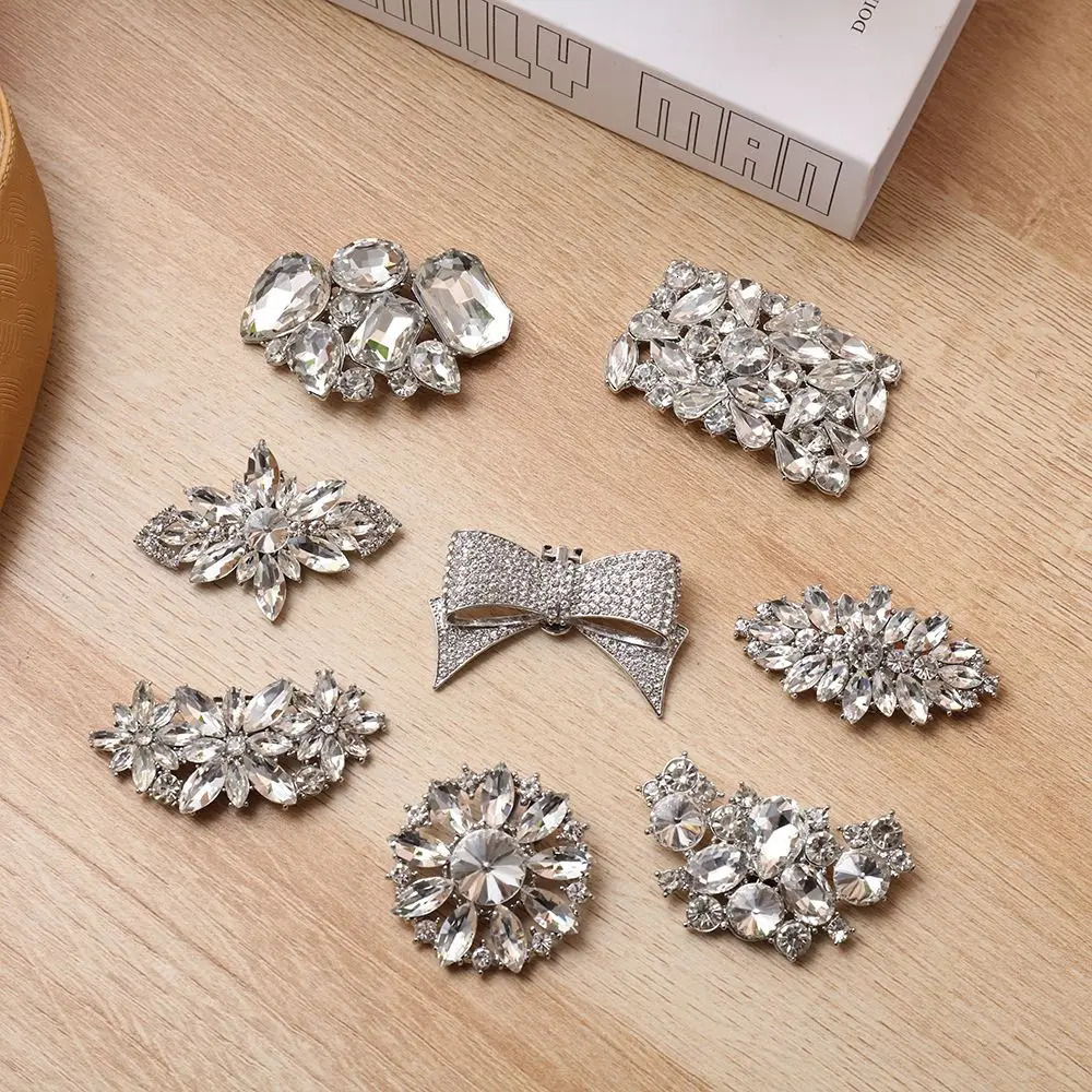 1 piece of womens high-heeled rhinestone shoe decoration clip charm buckle square clip shining clip wedding bride decoration accessory 241213