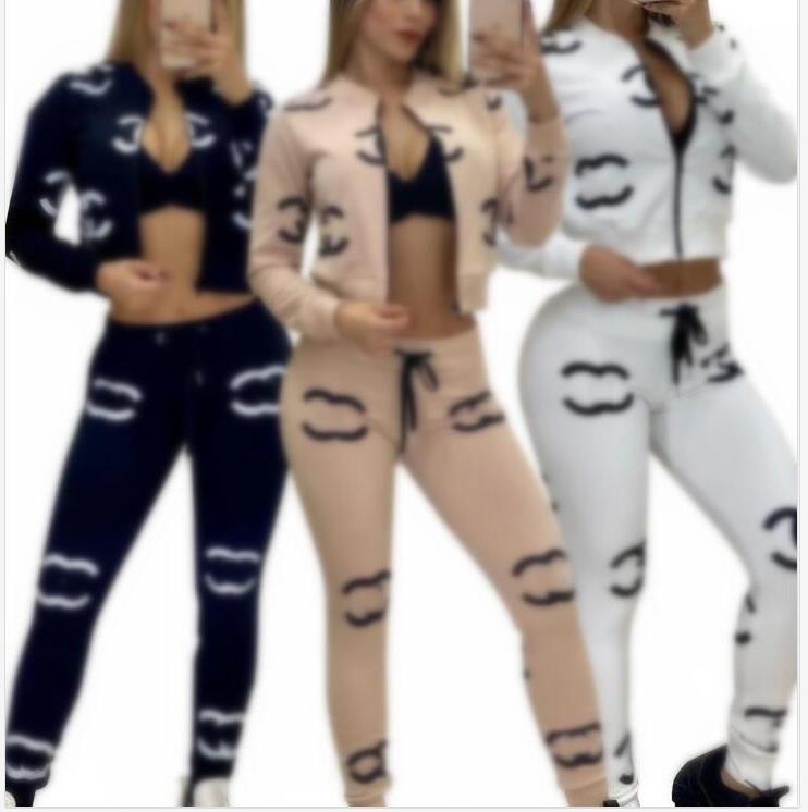 Designer Tracksuit New brand for Women's Two Piece Casual Fashion girls printed Two-piece Jogger Set jacket + pant Ladies Tracksuit Sweat Suits