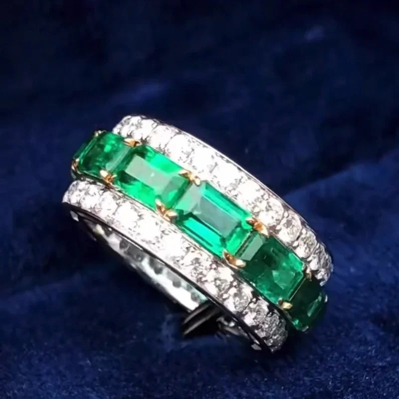 Lab Emerald Diamond Ring 925 Sterling Silver Engagement Wedding Band Rings for Women Bridal Promise Jewelry 241213