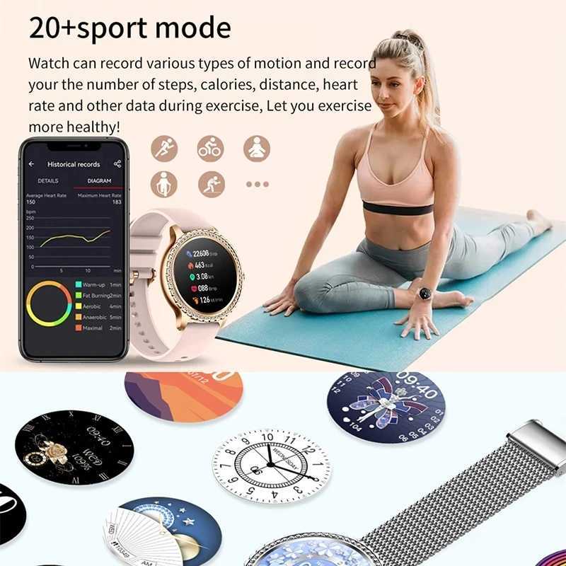 High Quality New Fashion Womens BT Calling Smart Watch 1.32-inch AMOLED 360 * 360 HD Screen Sports Fitness Womens Smart Watch Diamond Band O241213