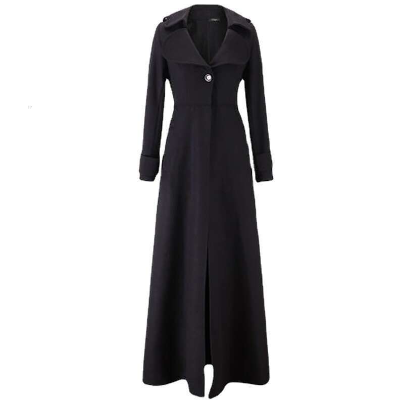 European American Autumn And Winter New One Button Women's Woolen Extended Coat, Slim Fit Windbreaker