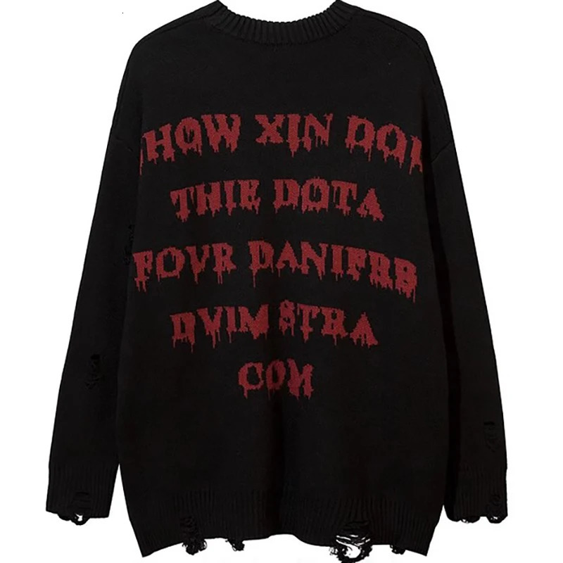 Dark Style Knitwear Sweater Mens Winter Clothes Pullover Jumper Y2k Couple Sweaters Gothic Vintage Streetwear Knit 241213