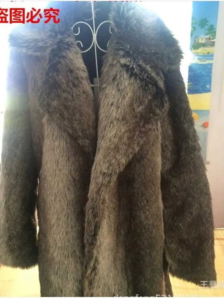 2020 autumn and winter mens artificial fur big collar fur mens long artificial fur jacket fashionable thick mens coat mens clothing W241213
