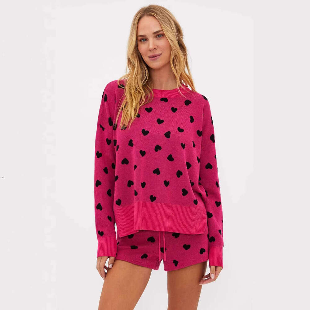 2025 New European and American TEMU Knitted Women's Loose Fashion Love Valentine's Day Sweater Women