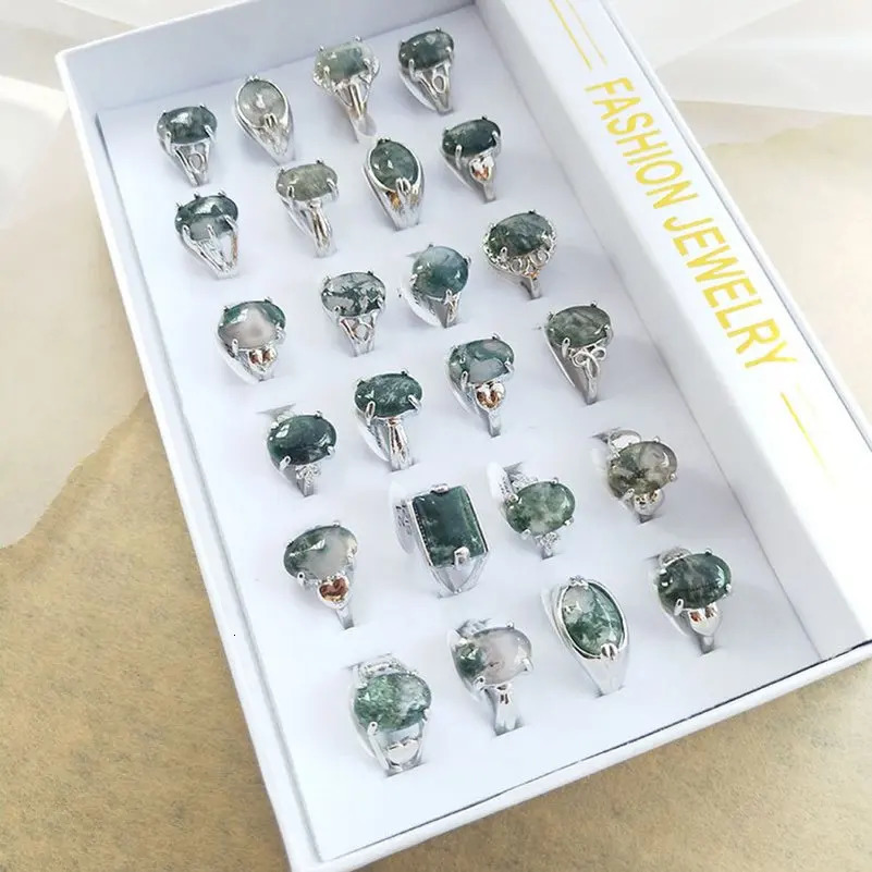 10pcs Mixed Fashion Natural Stone Rings For Women Girl Simple Vintage Finger Rings Accessories Bohemian Jewelry Wholesale 241214