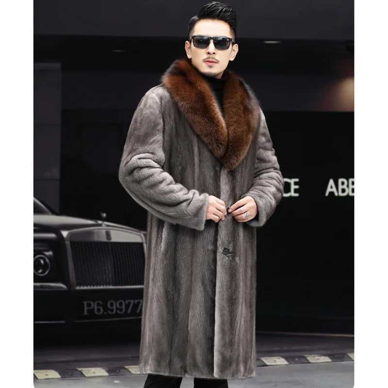 Autumn winter jacket mens long haired coat high-quality brand long sleeved faux fur coat thick windproof snow clothing luxury W241213