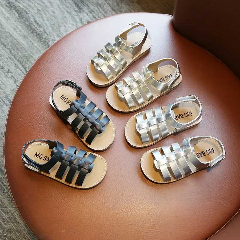Sandals Toddler Sandals Little Girls Cut Outs Leather Shoes 2024 Summer Brand New Gladiator Sandals Weave Baby Girl Beach Shoes H06171 H241213