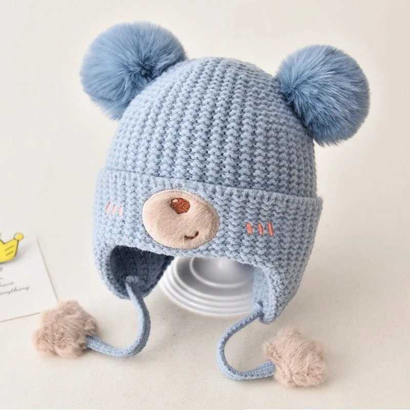 Baby Hat Autumn/Winter Cute Childrens Wool Hat Mens and Womens Baby Hats Ear Hoods Cotton Hat Windproof Boy W241213