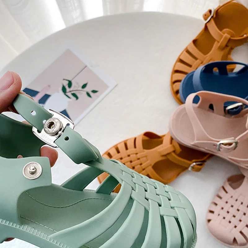 Sandals Baby Gladiator Sandals Casual Breathable Hollow Out Roman Shoes PVC Summer Kids Shoes 2022 Beach Children Sandals Girls H241213