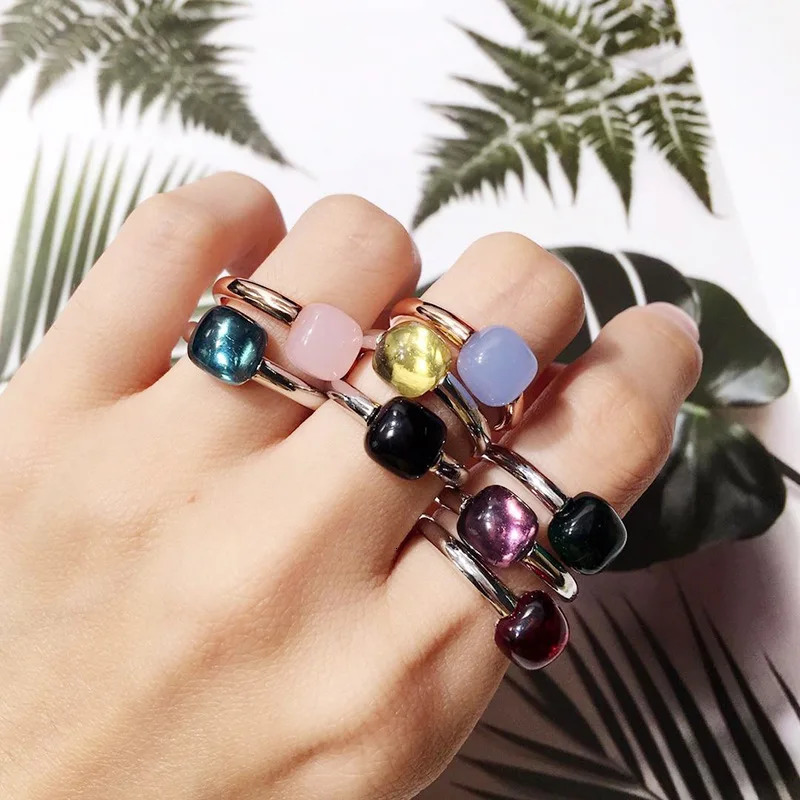Classic Water droplets Candy Style Ring 8 Color Real Crystal Drop Rings For Women Fashion JewelryDJ1153 241214