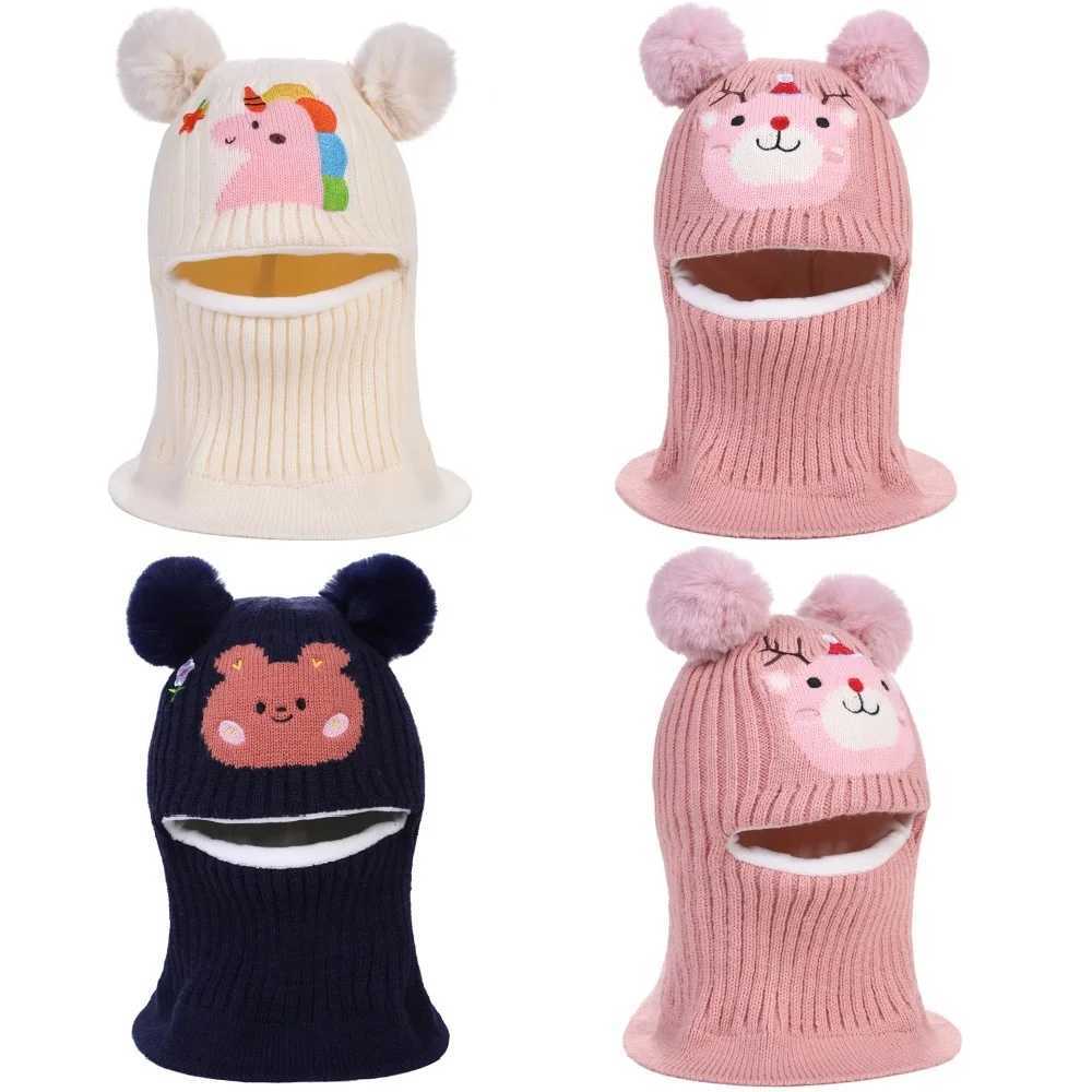 New winter warm baby one-piece snow hat suitable for boys girls children ear protection hats outdoor windbreakers bears Christmas hats W241213