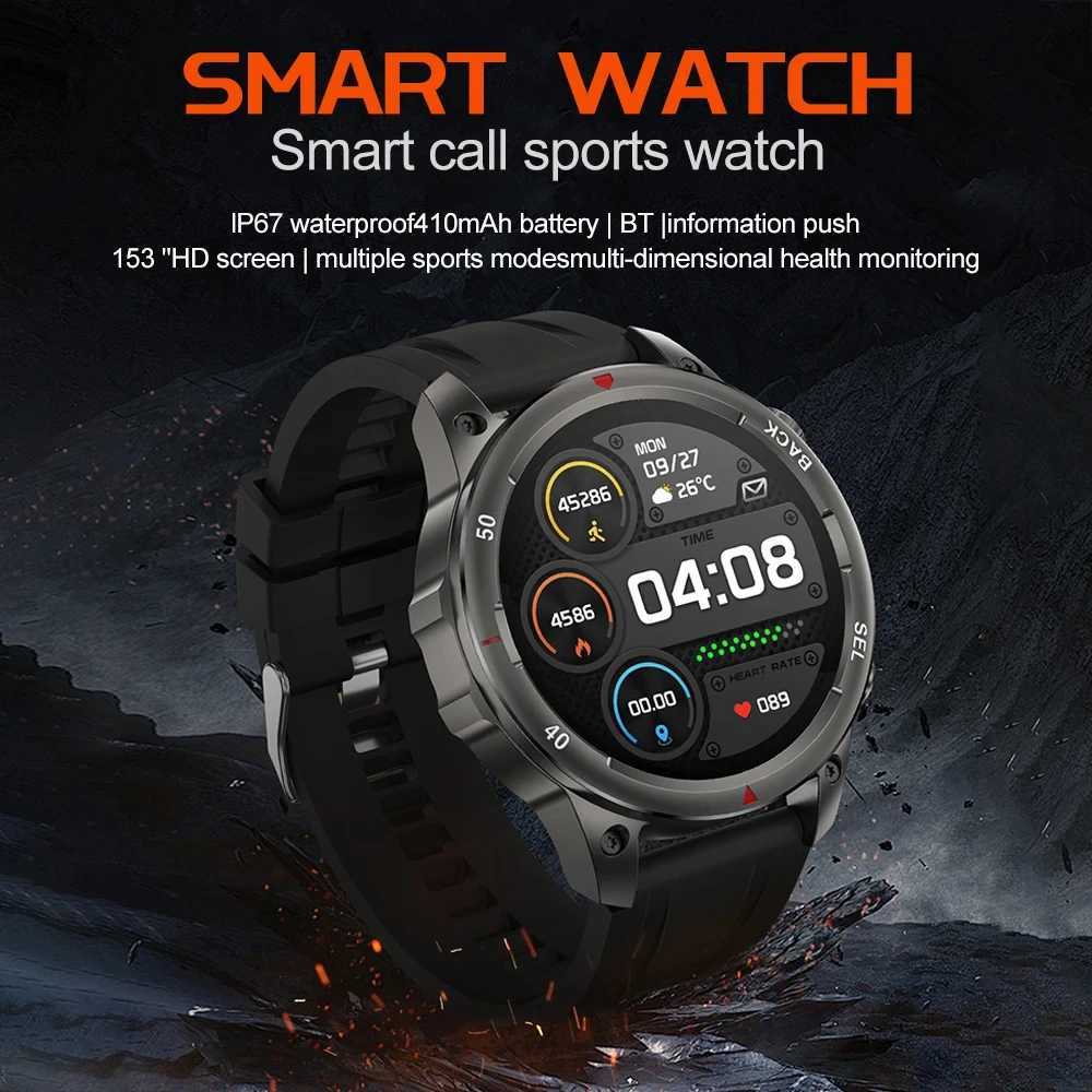 High Quality New Outdoor Military DK68 Mens Smart Watch NFC Access Control Unlock BT Wireless Call Health Sports Womens Smart Watch O241213