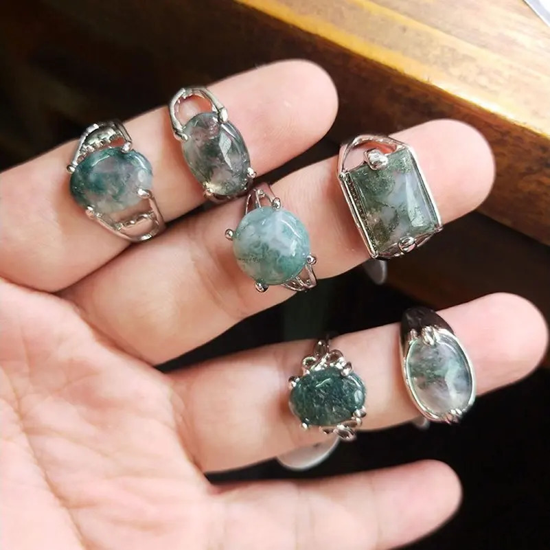 10pcs Mixed Fashion Natural Stone Rings For Women Girl Simple Vintage Finger Rings Accessories Bohemian Jewelry Wholesale 241214